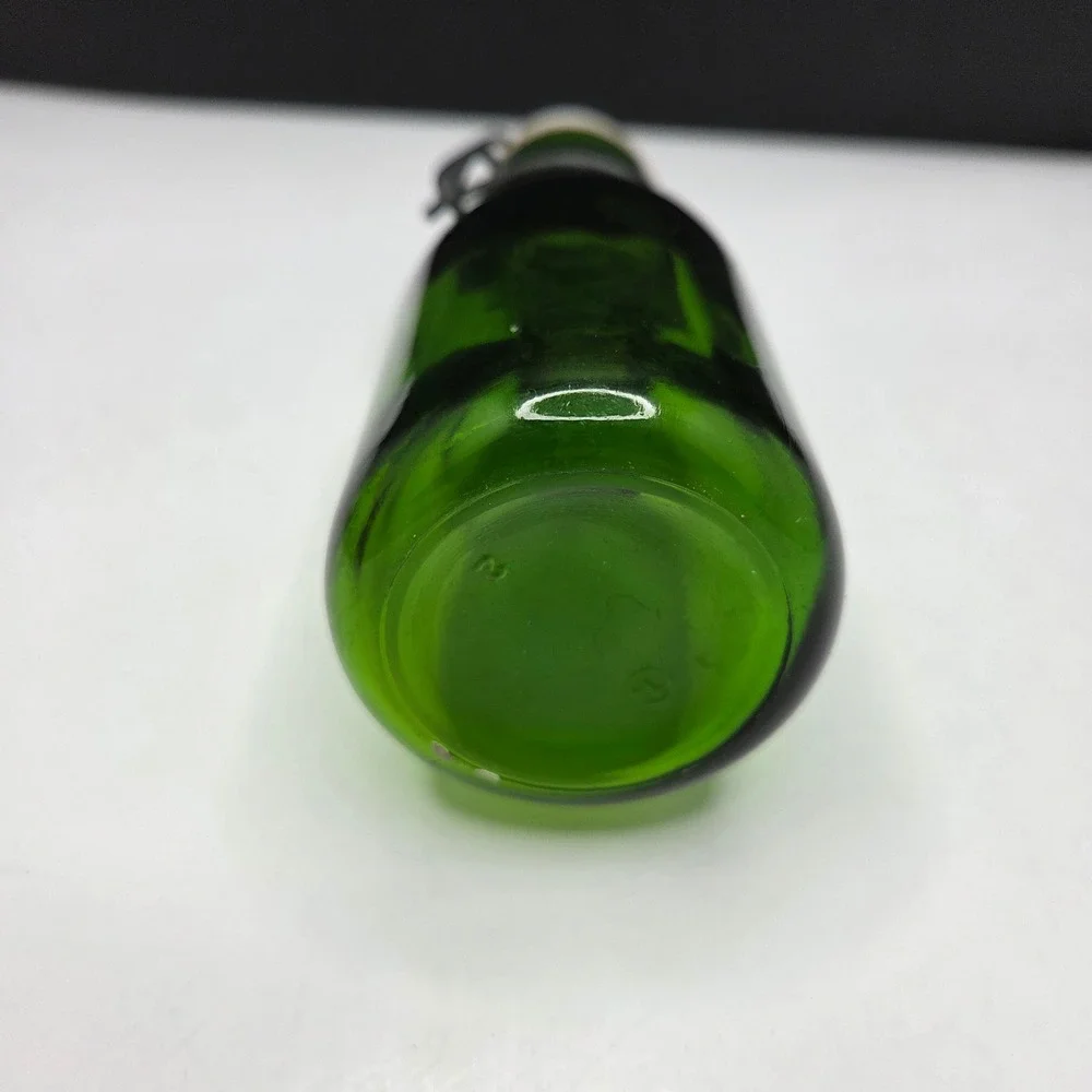 Vintage Green Glass Bottle Swing Top Bail Ceramic Stopper 6.25